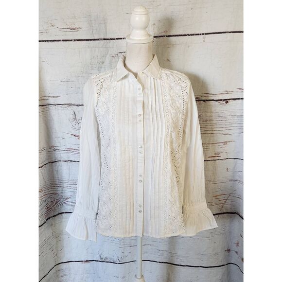 Sundance Jolene Elegance Eyelet Cottagecore Top Size XS - Picture 2 of 8